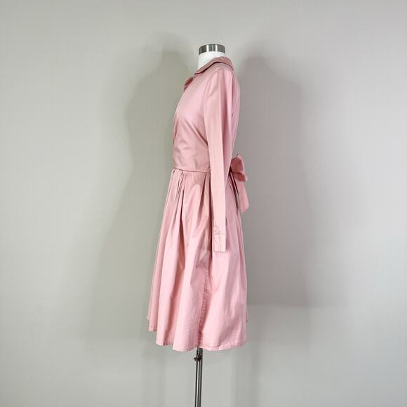 Gal Meets Glam | Elisabetta Pink Bow Wrap Retro Fit Flare 3/4 Sleeve Dress 4 - Picture 9 of 10